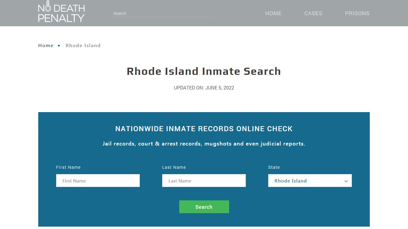 Rhode Island Inmate Search – Rhode Island Department of ...